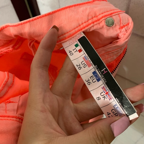 Salmon High Waisted Jean Shorts - Picture 4 of 4